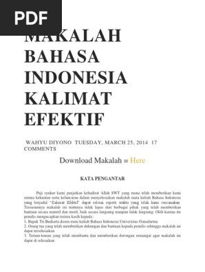 Makalah Bahasa Indonesia Kalimat Efektif