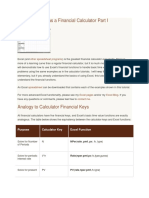 Microsoft Excel as a Financial Calculator Part I