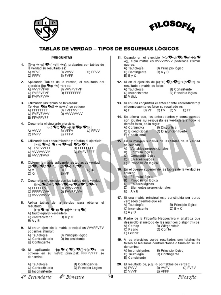 Tablas de Verdad PDF Sintaxis (Lógica) Lógica