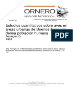 Estudios Cuantitativos Sobre Aves en Áreas Urbanas de Buenos Aires Con Densa Población humana-Feninger-1983-Argentina PDF