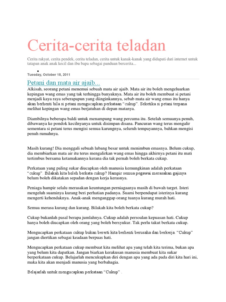 Cerita Teladan untuk Anak-anak | PDF