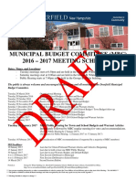 Municipal Budget Committee (MBC) 2016 - 2017 Meeting Schedule