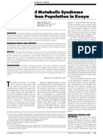 Prevalence of Metabolic Syndrome Among An Urban Population in Kenya