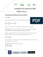 List of Formulas for Quant of SSC CHSL Tier I
