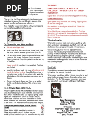 Zippo Lighter Usage and Filling Guide | PDF | Fires | Nature