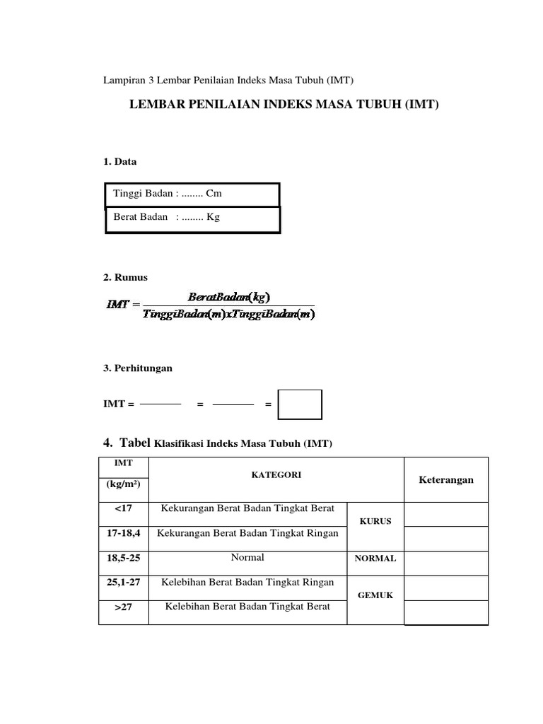 Lampiran 3 Lembar Imt | PDF