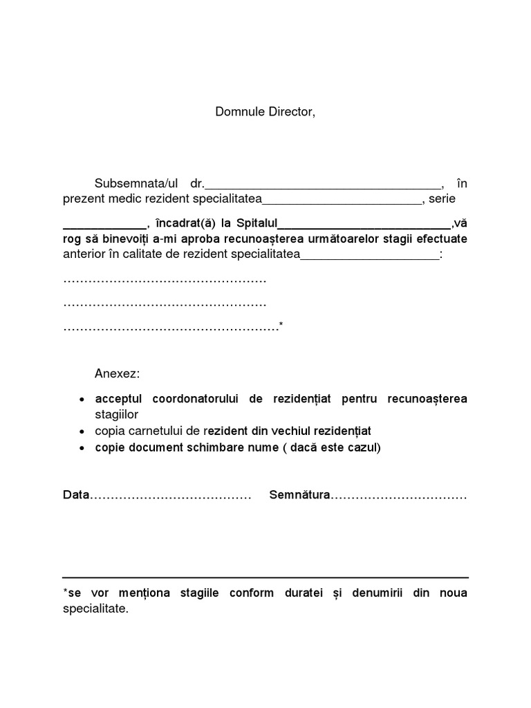 Cerere Recunoastere Stagii Din Alt Rezidentiat - 11849 - 8127 | PDF