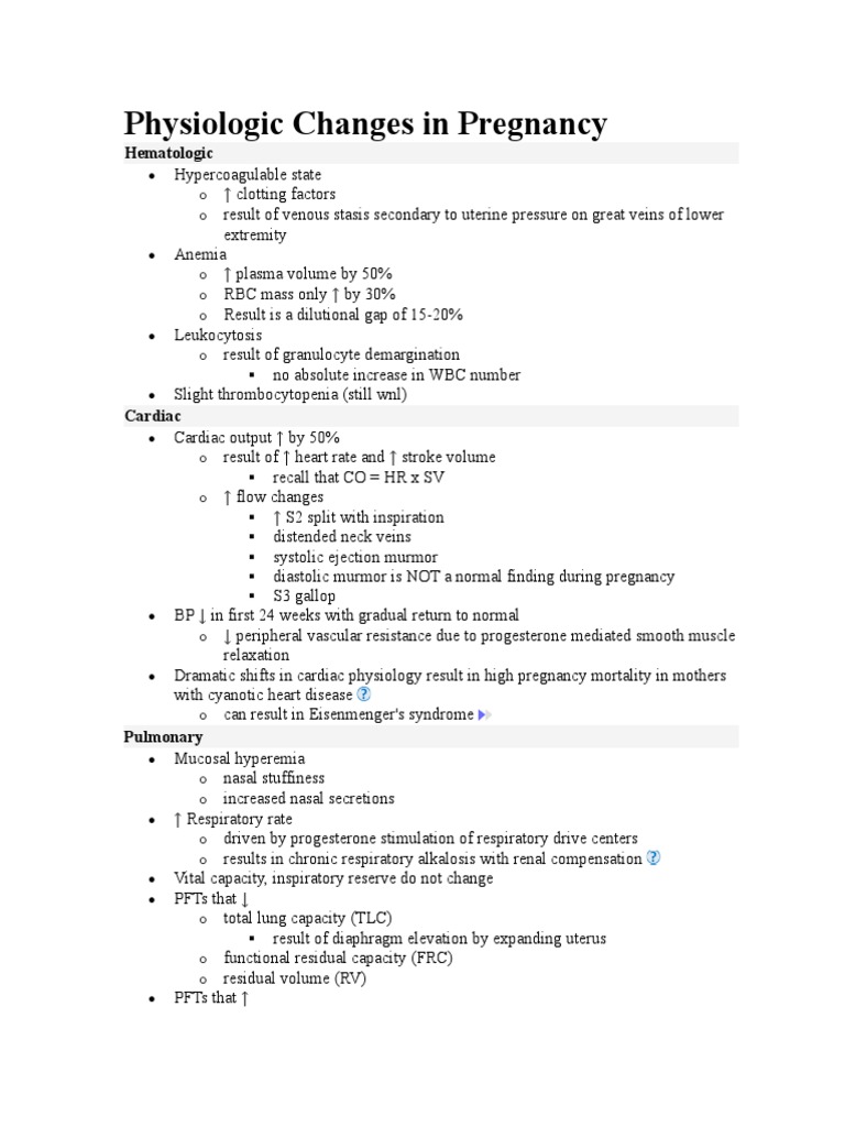 Physiologic Changes During Pregnancy | PDF | Miscarriage | Childbirth