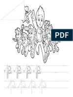 16 - LETRA P - Atividades de Alfabetização em Pontilhado Cursiva Com Desenho para Colorir PDF