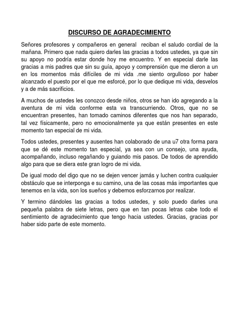 Discurso de Agradecimiento