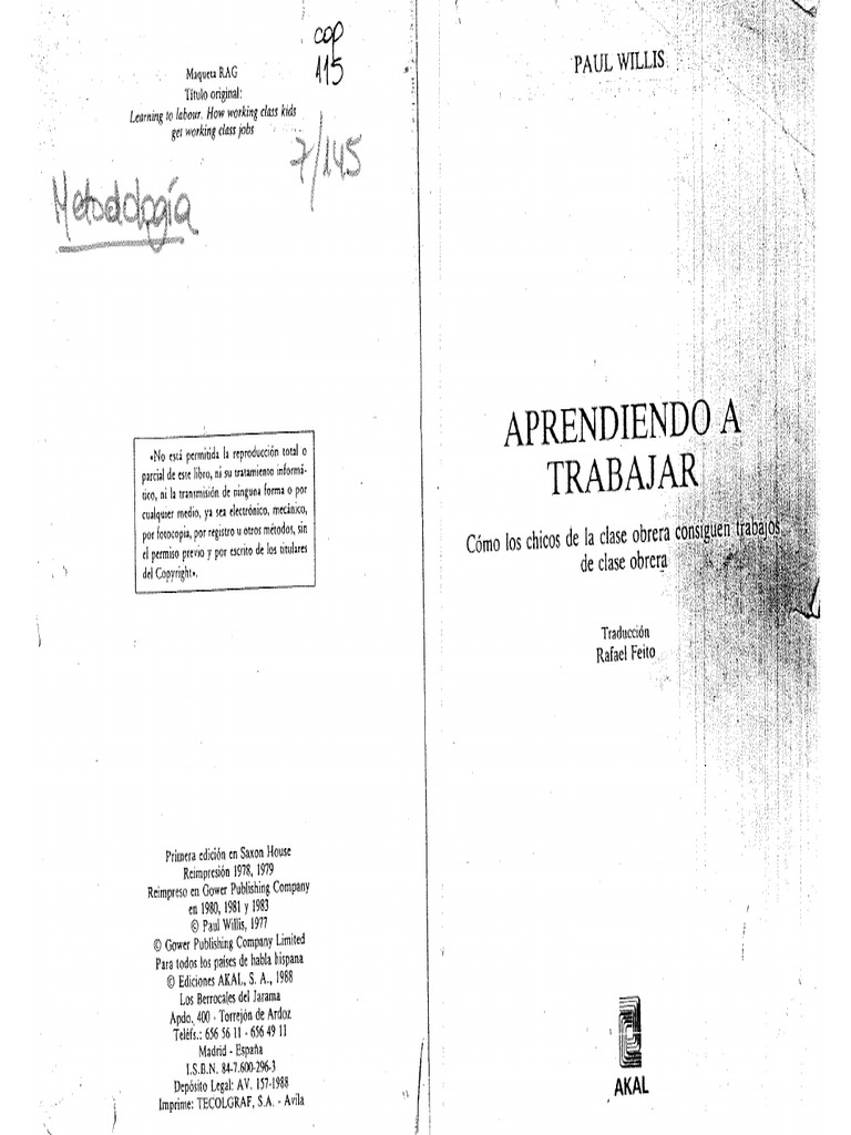 Aprendiendo A Trabajar Paul Willis PDF