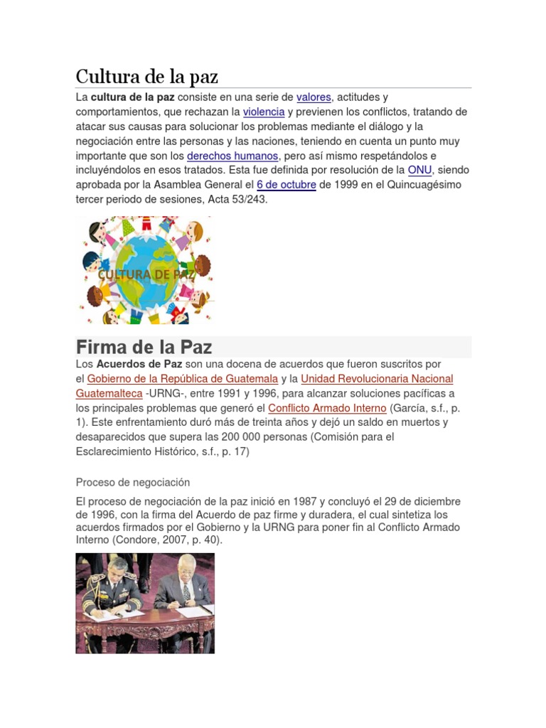 Cultura de paz y acuerdos en Guatemala | PDF | Guatemala | Política ...