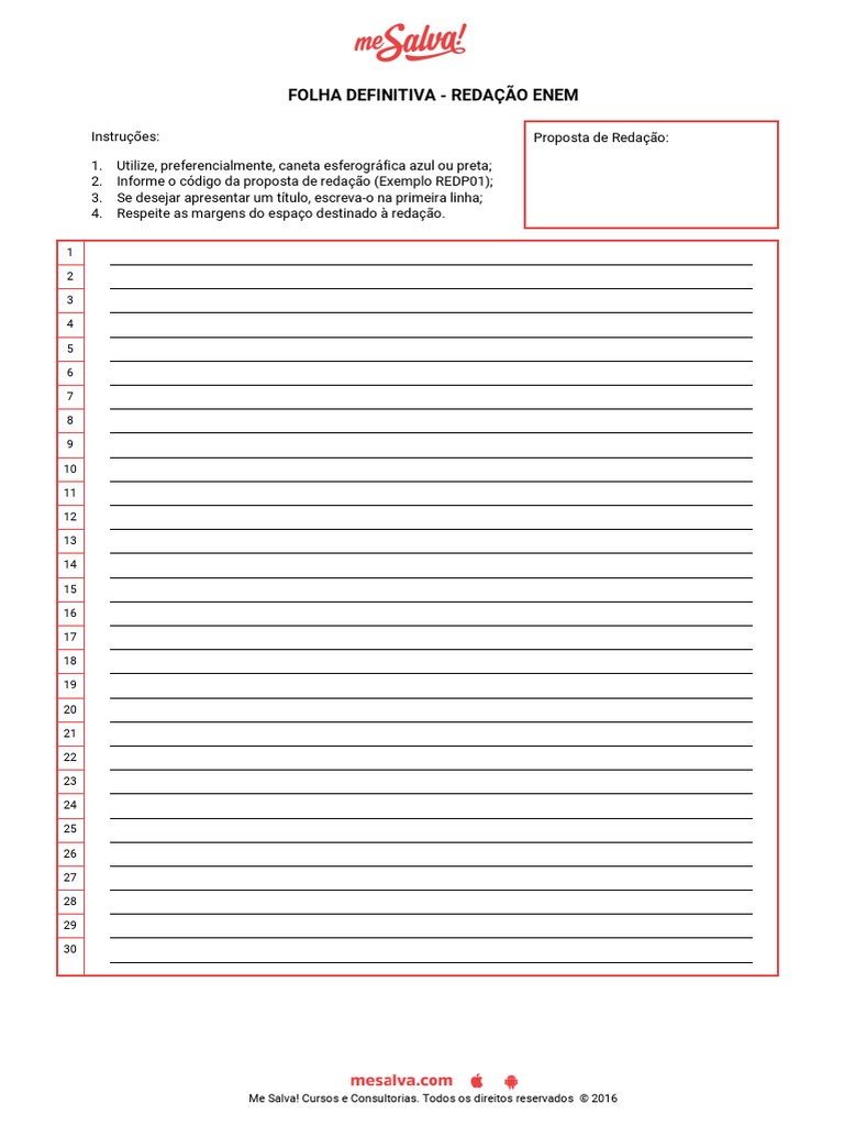 Folha de Redacao Enem | Lazer