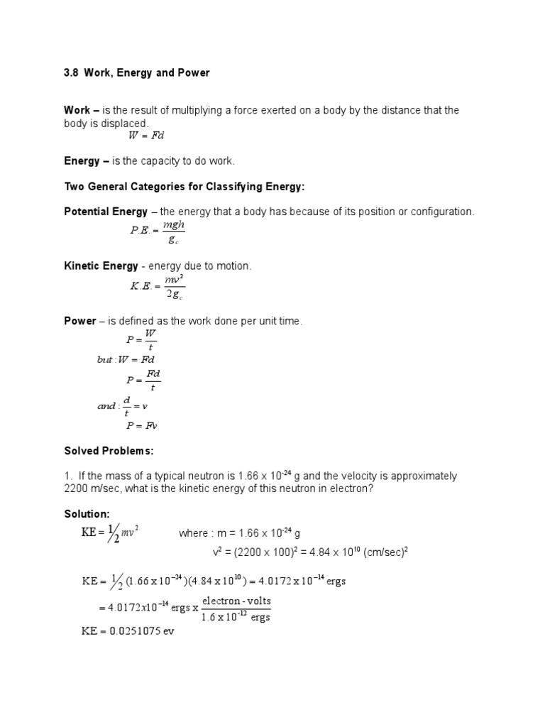Work Force Classical Mechanics