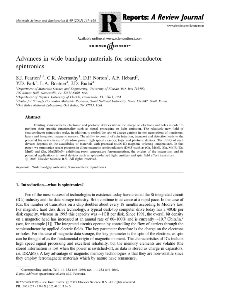 Advances in Wide Bandgap Materials For Semiconductor Spintronics | PDF ...