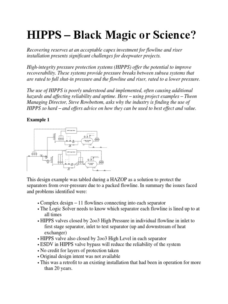 Understanding HIPPS in Deepwater Projects | PDF | Reliability ...