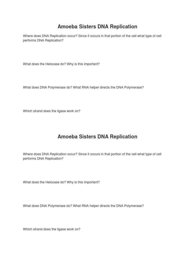 Amoeba Sisters Dna Replication
