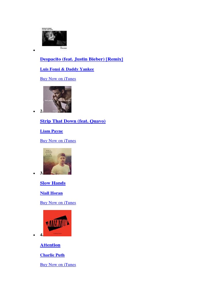 Top 100 Itunes | PDF | Musicians | Entertainment (General)