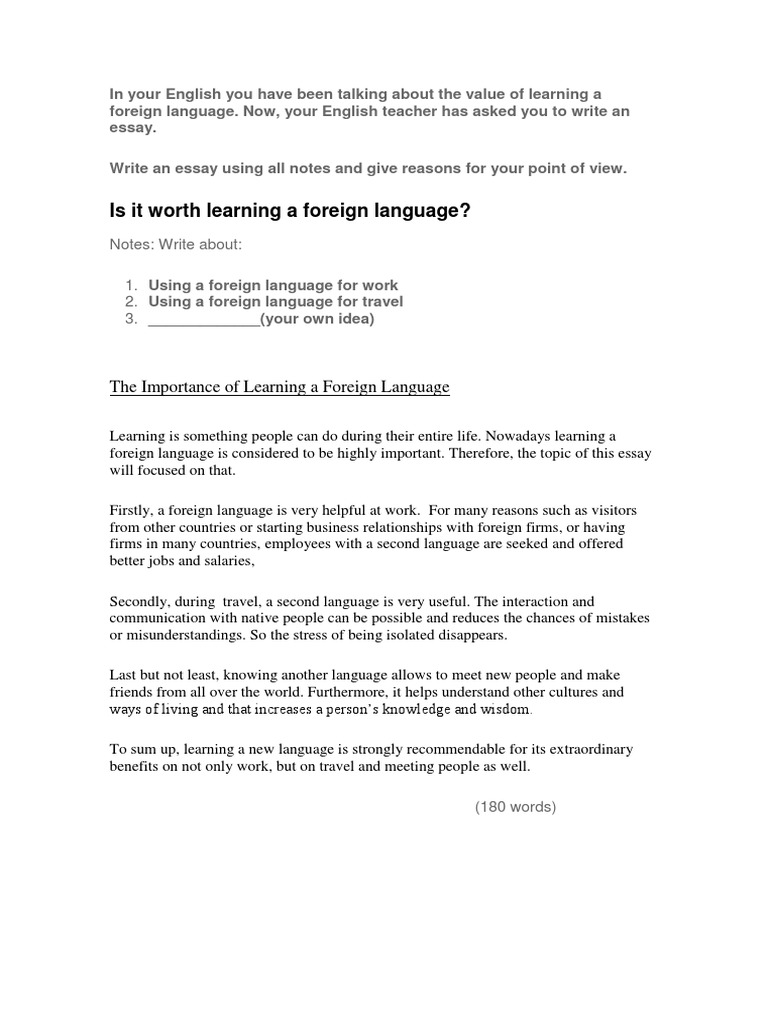 essay on language learning