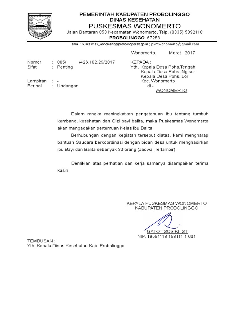Surat Undangan Kelas Ibu Balita | PDF