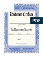 Free Good Sportsmanship Award Certificate