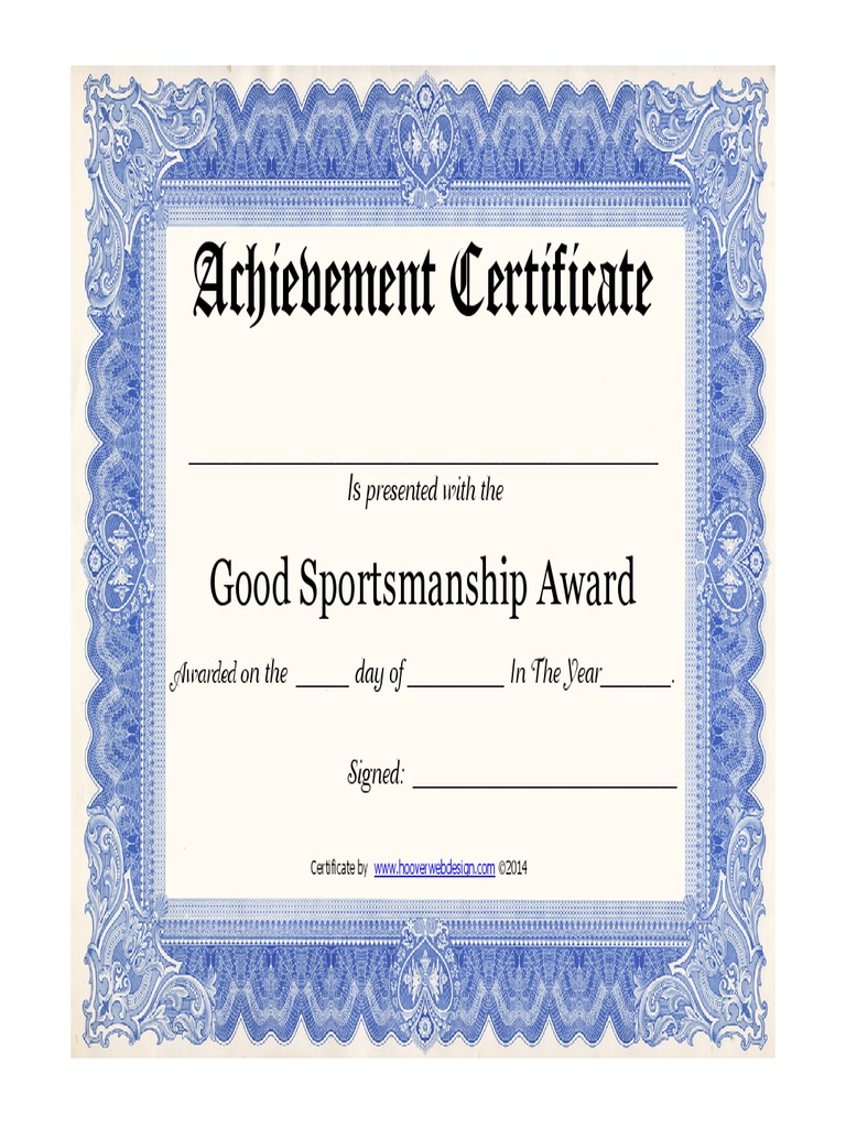 Free Good Sportsmanship Award Certificate | PDF