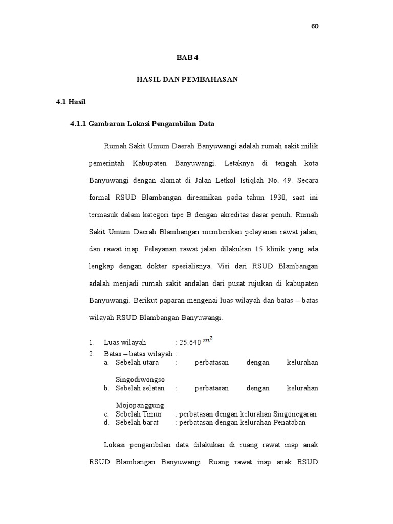 Contoh BAB 4 Hasil Dan Pembahasan Karya Tulis Ilmiah D3 Keperawan | PDF