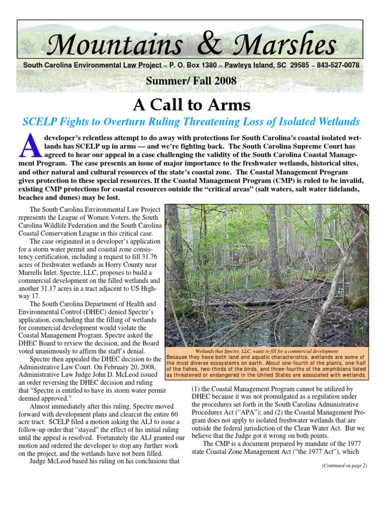 Mountains & Marshes A Call To Arms PDF Wetland Administrative