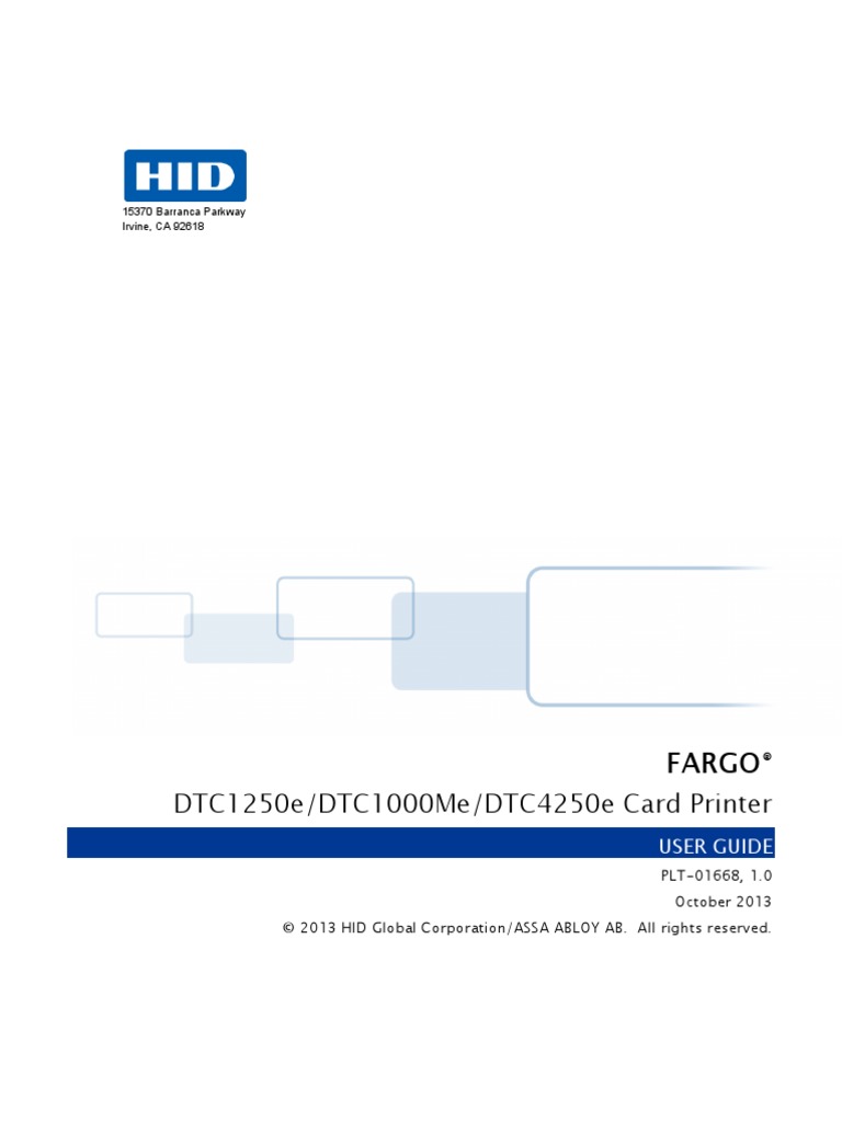Fargo DTC 1250e User Guide Printer Computing And