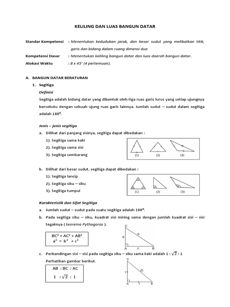 Ukuran Sisi Yang Membentuk Segitiga Lancip Ditunjukan Oleh