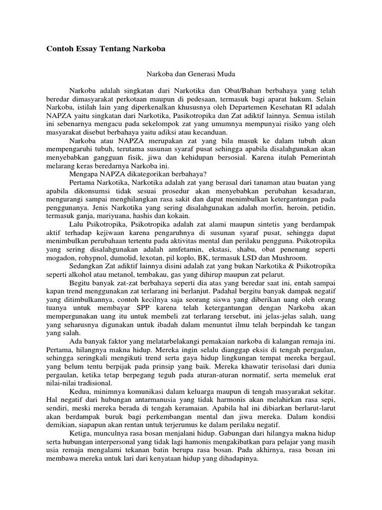 Contoh Essay Tentang Narkoba