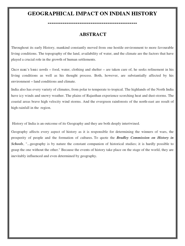 Geographical Impact On Indian History Abstract | PDF | Geography ...