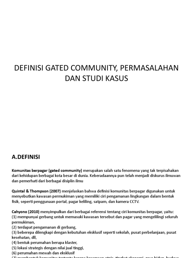 Definisi Gated Community Permasalahan Dan Studi Kasus Pdf