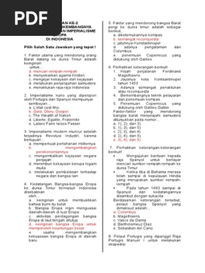 Soal Materi Perkembangan Penjajahan Bangsa Eropa Di Indonesia