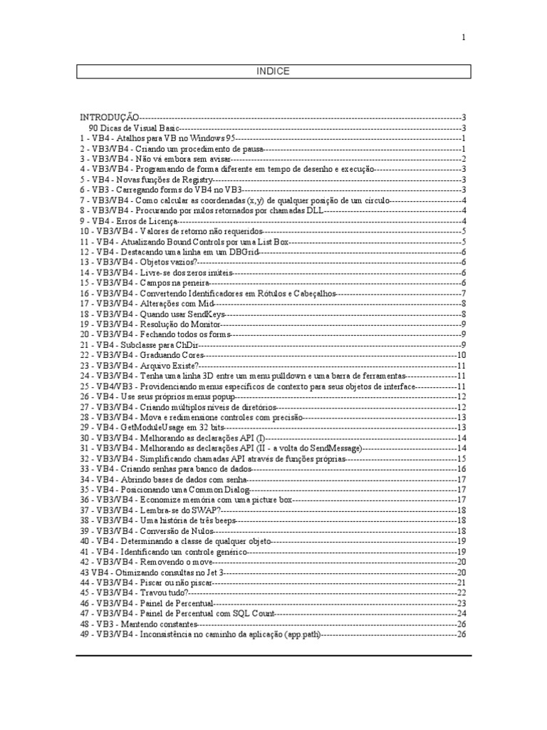 90 Dicas para Visual Basic | PDF | Microsoft Windows | Janela (informática)