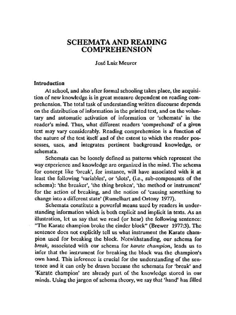 Understanding the Role of Background Knowledge and Schemata in Reading