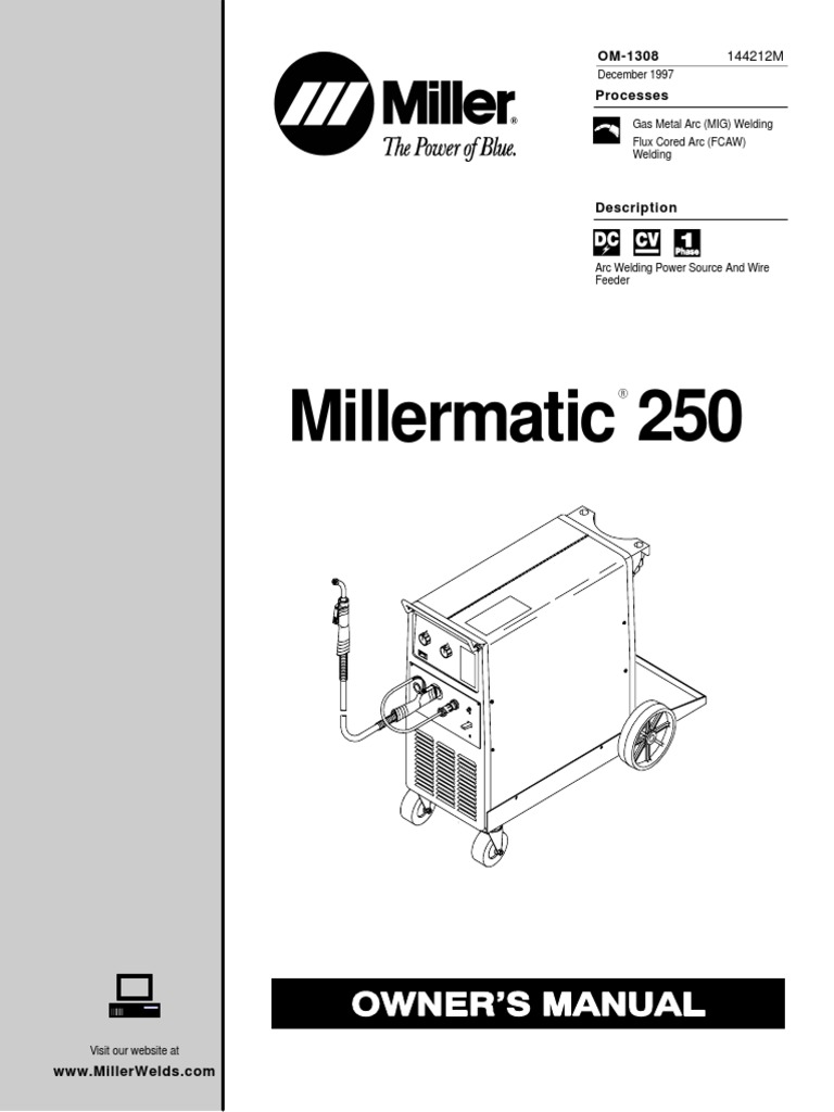 Miller manual Welding Electric Arc