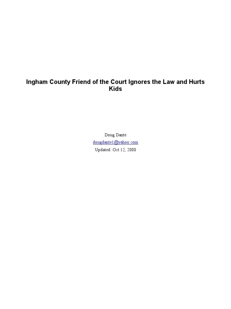 Ingham County FOC Legal Violations Impacting Kids PDF Mediation