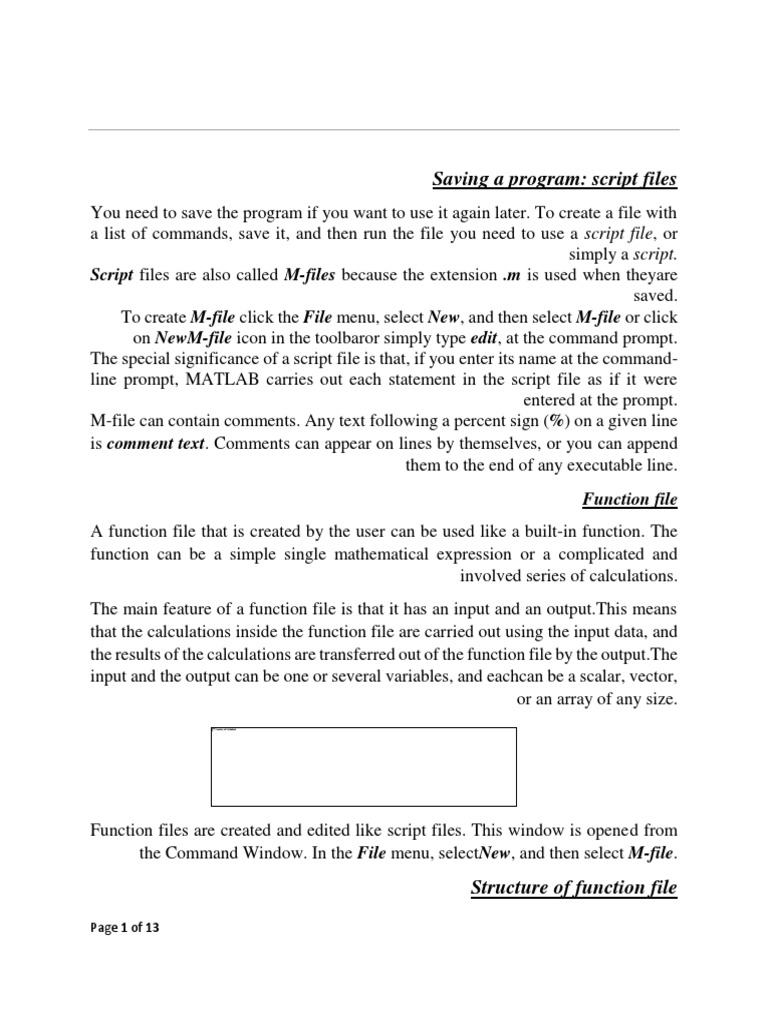 Saving and Using MATLAB Script Files | PDF | Parameter (Computer ...