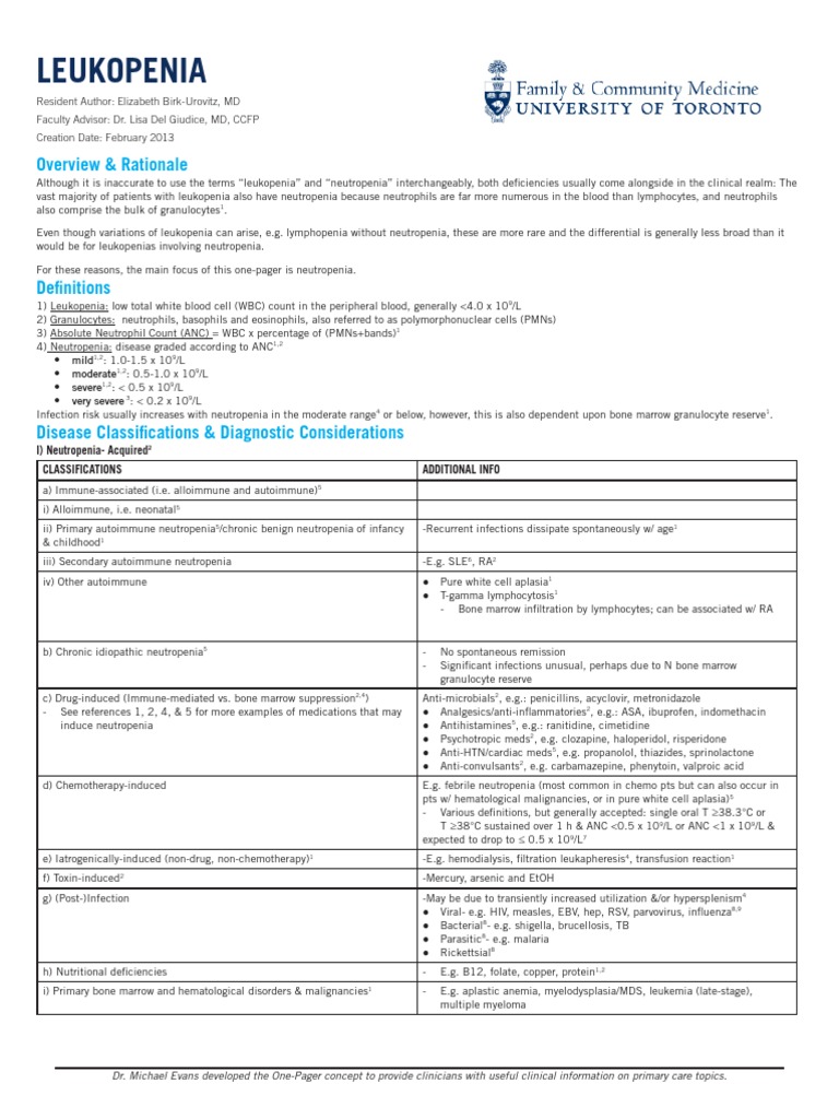 LEUKOPENIA CAUSES AND TYPES | PDF | Granulocyte | White Blood Cell