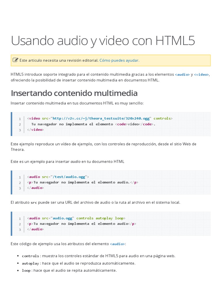 Multimedia en HTML5: Audio y Video | PDF | Multimedia | HTML