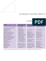 Academic Calender (2010-11) : College of Management