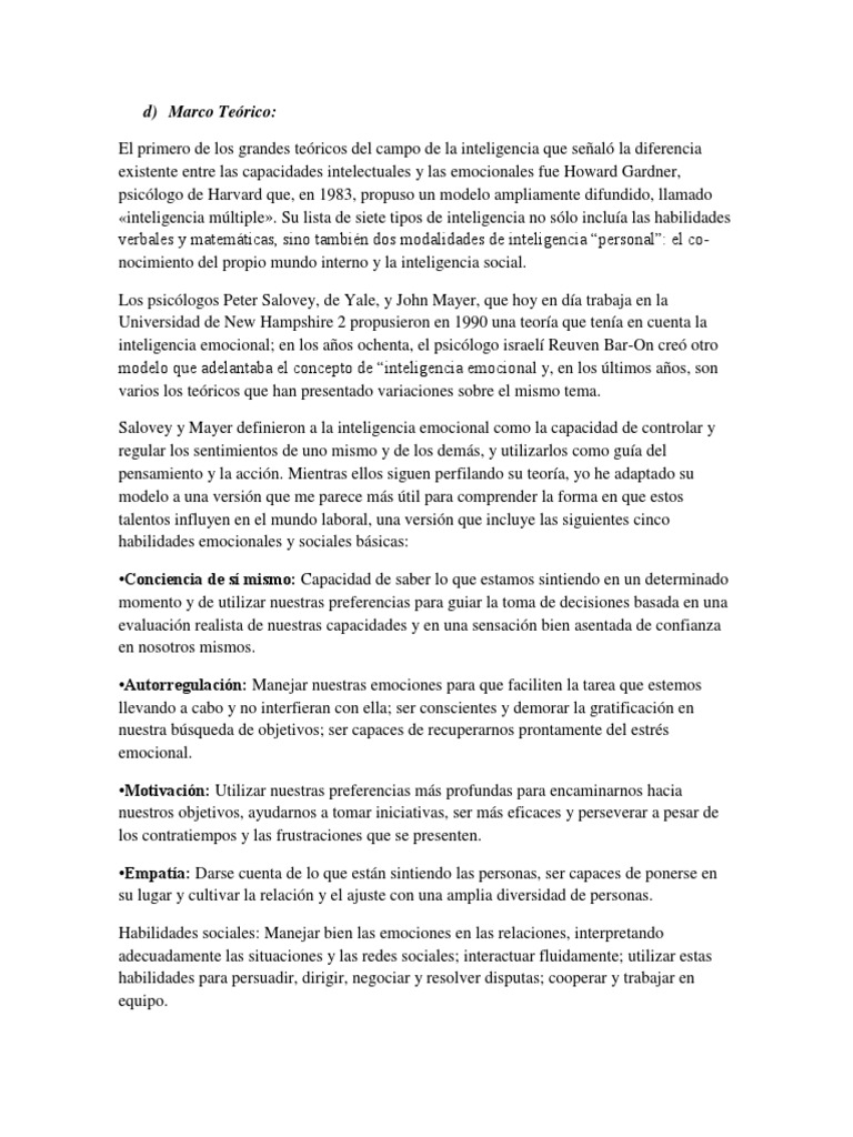 Marco Teórico de las Emociones | PDF | Las emociones | Inteligencia ...