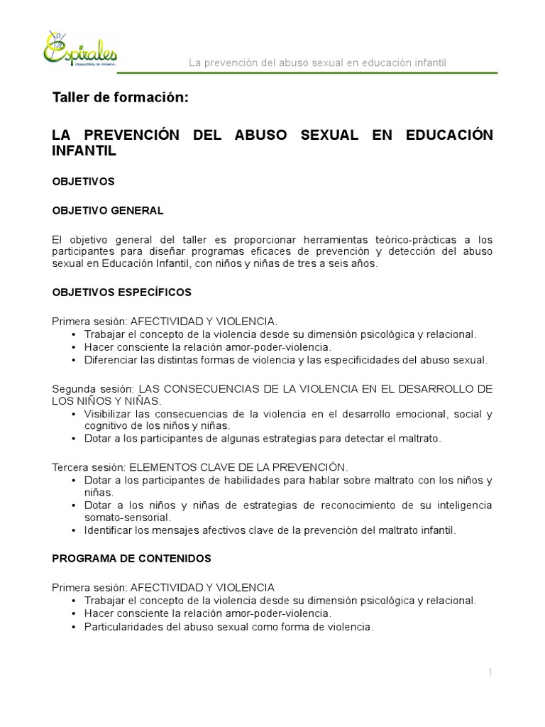 Taller Prevencion de Abuso Sexual en Educacion Infantil | PDF | Abuso ...