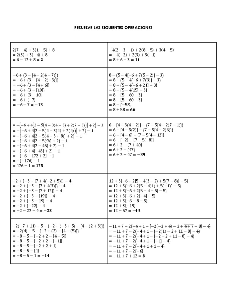 Resuelve Las Siguientes Operaciones Pdf