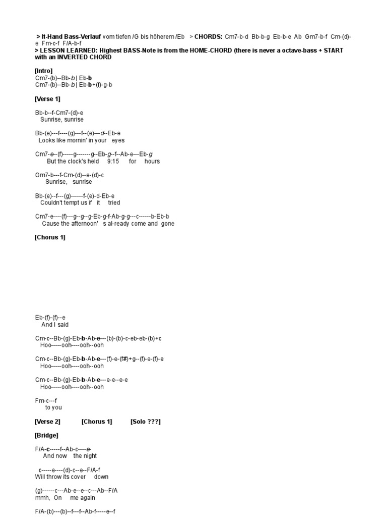 Norah Jones LRPCN Sunrise ABC Chord Notation PDF PDF Song Structure Leisure