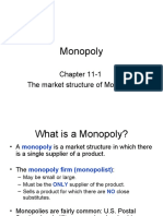 Monopoly: Chapter 11-1 The Market Structure of Monopoly