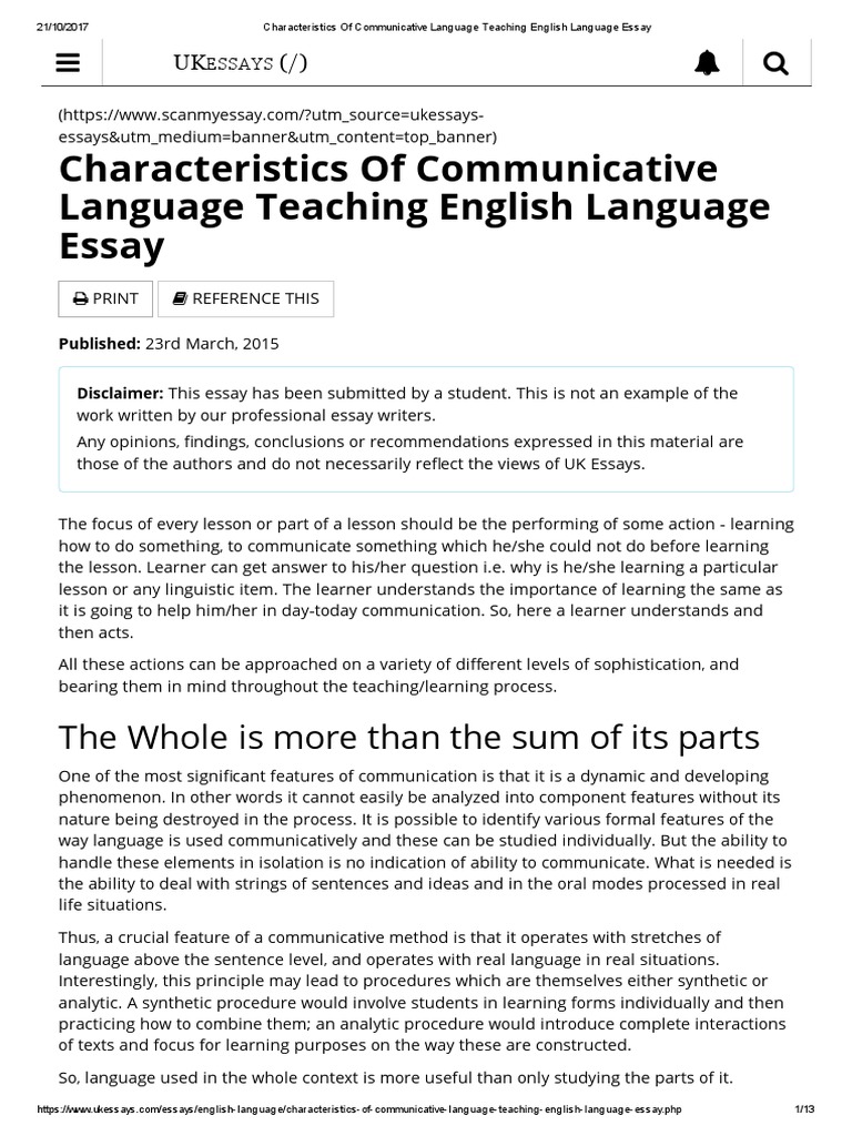 Characteristics of Communicative Language Teaching English Language ...