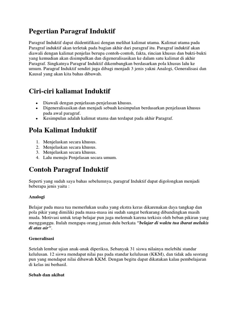 Pegertian Paragraf Induktif
