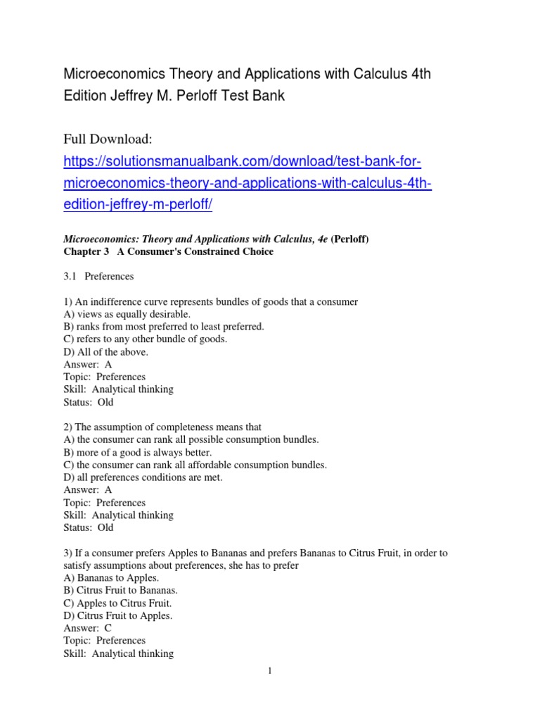 Besanko 2nd Edition Microeconomics Test